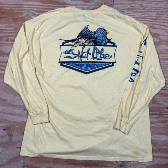yellow salt life long sleeve fishing tee - Picture 1 of 6